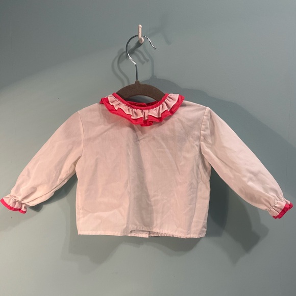 Vintage Eatons White Ruffle Neck Shirt (size 12 months) - Picture 1 of 8